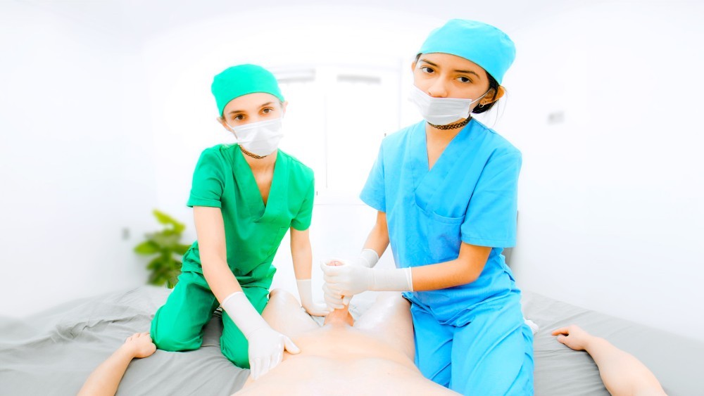 2 Student Nurses Jerk you off - Semen Extraction