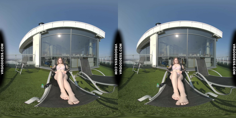 Diana Rooftop Masturbating While Sunbathing Oiling Her Huge Double D Tits Then Hitachi Orgasm - Image 1